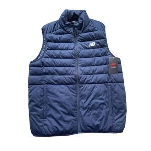 New Balance Vest Mens Medium Blue Puffer Quilted Insulated Zip Front Lightweight